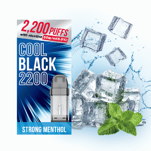 Cool Black 2200 POD Strong Menthol (ストロングメンソール) Salt Nicotine