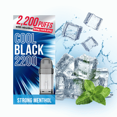 Cool Black 2200 POD Strong Menthol (ストロングメンソール) Salt Nicotine